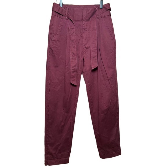 Polo Ralph Lauren High Waisted Wrap Belt Pants Burgundy Red Size 4 supreme Chino - Picture 1 of 15